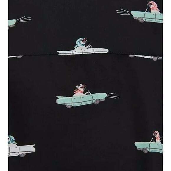 Torrid Harper Black Dog Car Freeway Frenchie Georgette Pullover Blouse Size 5 - Picture 4 of 5